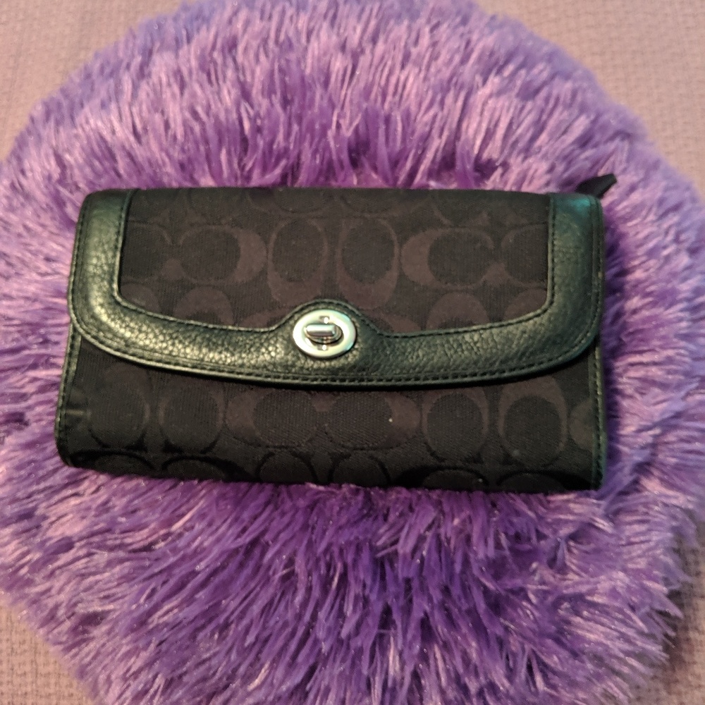 Authentic Black Coach Wallet with checkbook cover